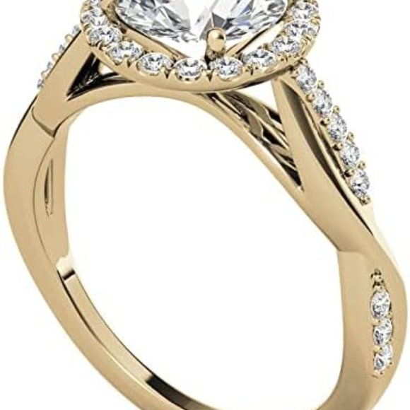 2.0 Carat -8.0mm Round Cut Moissanite Twisted Cathedral Halo Engagement Ring - Picture 5 of 7